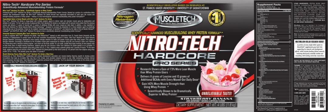 Label for Nitro-Tech Hardcore Pro Series Strawberry Banana