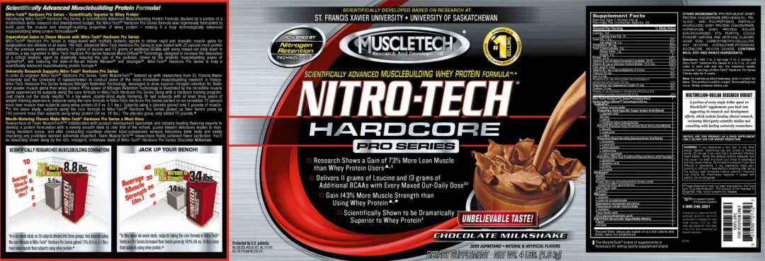 Label for Nitro-Tech Hardcore Pro Series Chocolate Milkshake