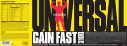 Label for Universal Gain Fast 3100 Cookies & Cream Flavor