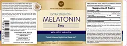 Label for Extra Strength Melatonin 5 mg