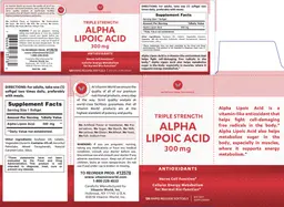 Label for Triple Strength Alpha Lipoic Acid 300 mg