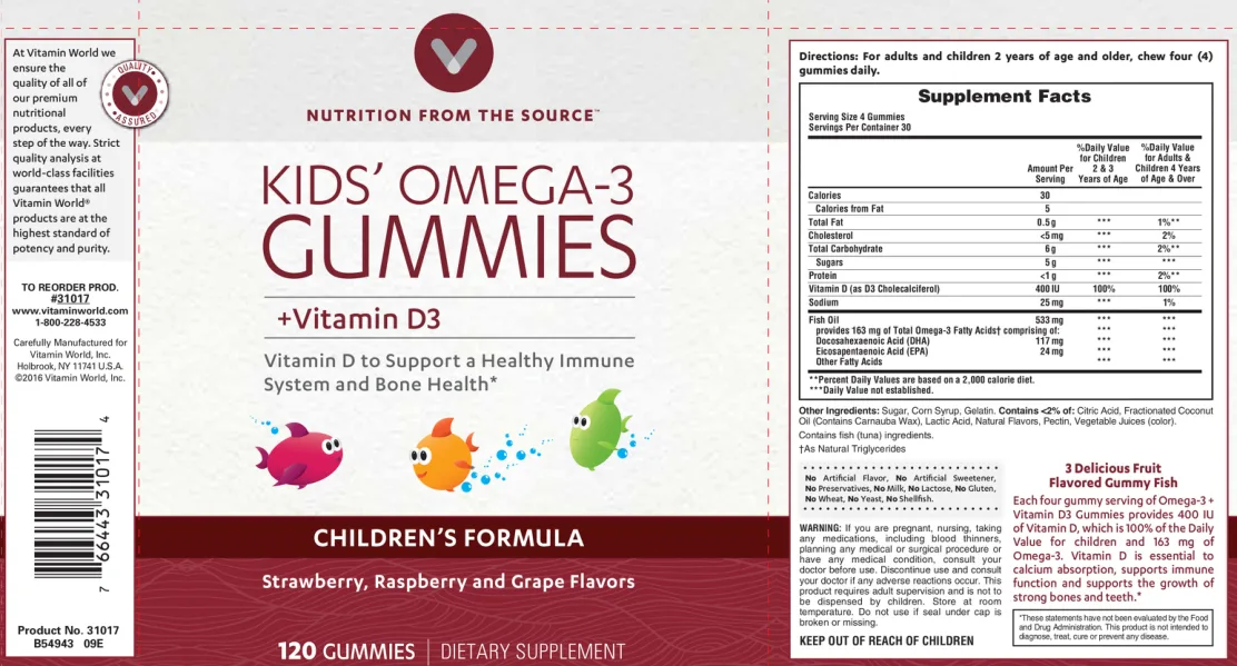 Label for Kids' Omega-3 Gummies +Vitamin D3
