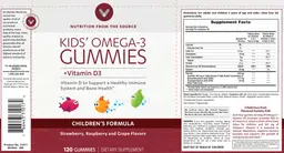 Label for Kids' Omega-3 Gummies +Vitamin D3