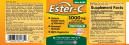 Label for Ester-C 1000 mg With Citrus Bioflavonoids