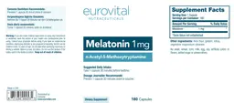Label for Melatonin 1 mg