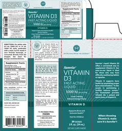 Label for Sunvite Vitamin D3 5000 IU Natural Orange Flavor