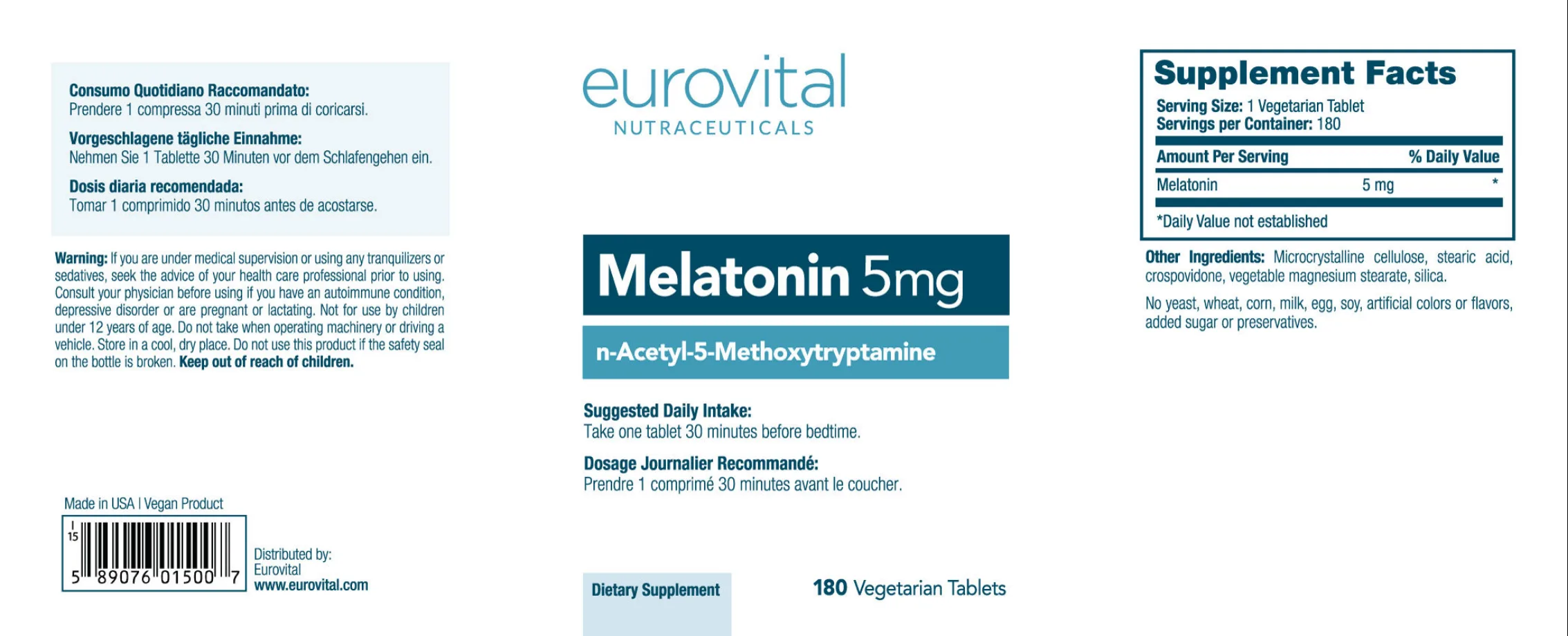 Label for Melatonin 5 mg