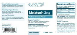 Label for Melatonin 3 mg Natural Orange Flavor