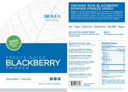 Label for Freeze Dried Acerola Blackberry Powder