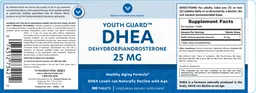 Label for Youth Guard DHEA Dehydroepiandrosterone 25 mg