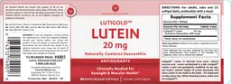 Label for Lutigold Lutein 20 mg