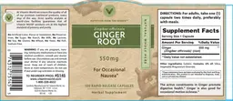 Label for Ginger Root 550 mg