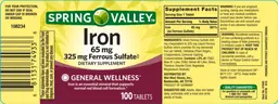 Label for Iron 65 mg