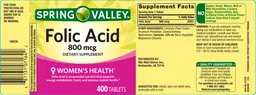 Label for Folic Acid 800 mcg
