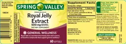Label for Royal Jelly Extract 500 mg