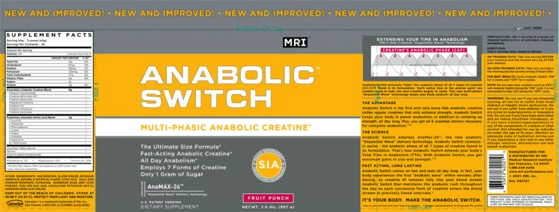 Label for Anabolic Switch Multi-Phasic Anabolic Creatine