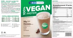 Label for 100% Vegan Protein Chocolate Flavor