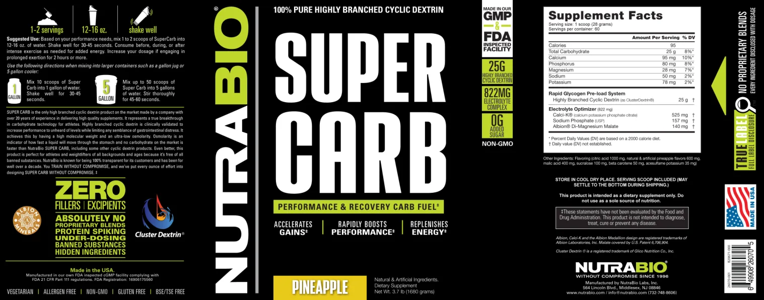 Label for Super Carb Pineapple