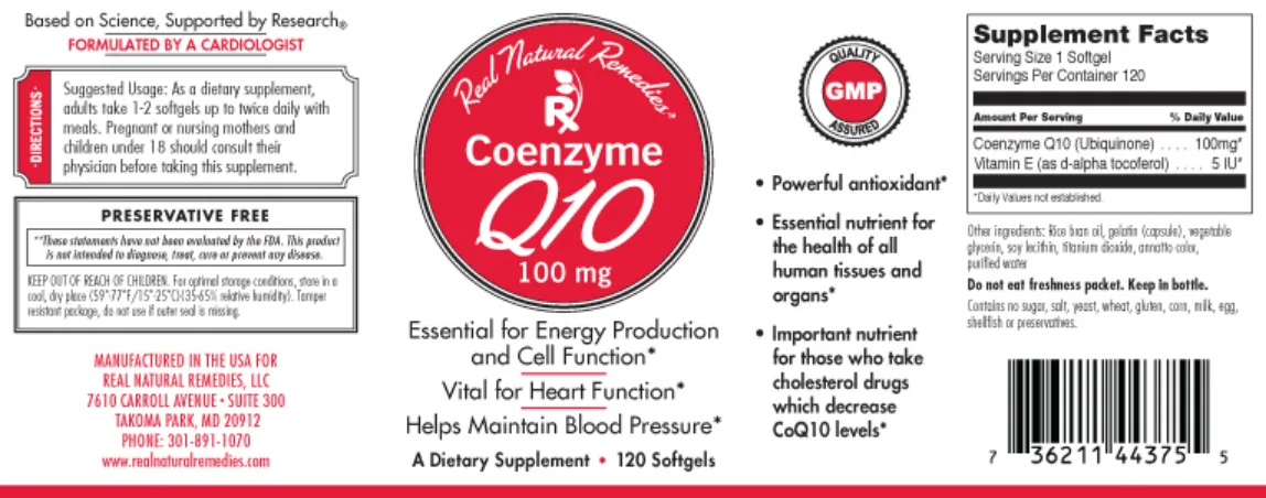 Label for Coenzyme Q10 100 mg