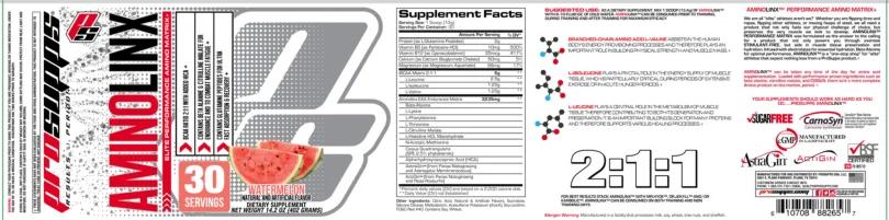Label for AminoLinx Watermelon