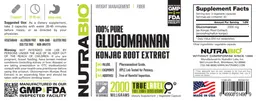 Label for 100% Pure Glucomannan Konjac Root Extract 2000 Milligrams