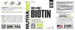 Label for 100% Pure Biotin 1000 Micrograms