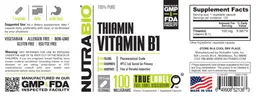 Label for Thiamin Vitamin B1 100 Milligrams