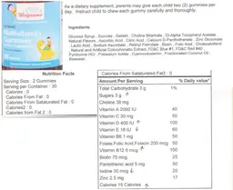 Label for Children's Multivitamin Gummies