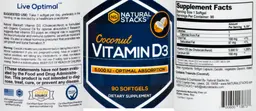 Label for Coconut Vitamin D3 5,000 IU