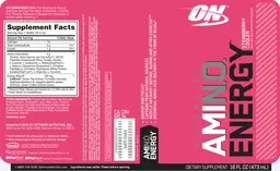 Label for Essential AmiN.O. Energy Strawberry Cooler