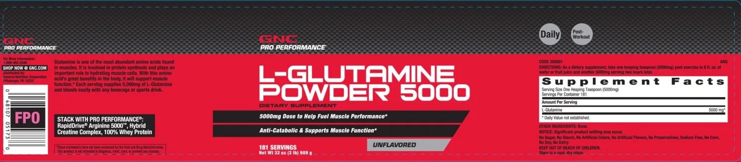 Label for L-Glutamine Powder 5000 Unflavored