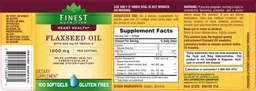 Label for Flaxseed Oil 1000 mg With 600 mg of Omega-3