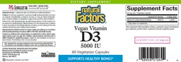 Label for Vegan Vitamin D3 5000 IU