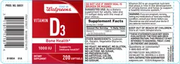 Label for Vitamin D3 1000 IU
