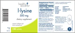 Label for L-Lysine 500 mg
