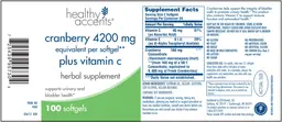 Label for Cranberry Plus Vitamin C