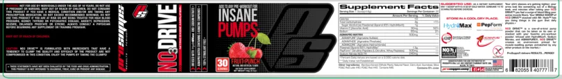 Label for NO3 Drive Fruit Punch