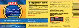 Label for Chromium Picolinate 800 mcg