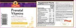 Label for Prenatal Vitamins With Minerals