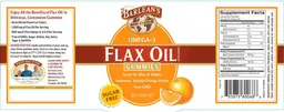 Label for Flax Oil Gummies Orange Flavor