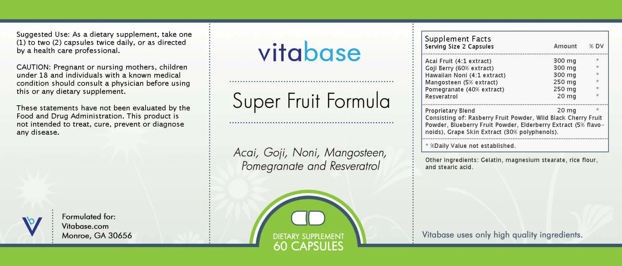 Label for Super Fruit Formula