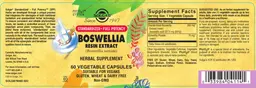 Label for Boswellia Resin Extract