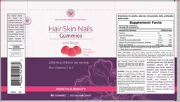 Label for Hair Skin Nails Gummies With Biotin Natural Strawberry Flavor