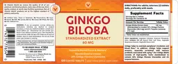 Label for Ginkgo Biloba Standardized Extract 60 mg