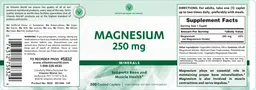 Label for Magnesium 250 mg