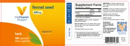 Label for Fennel Seed 480 mg
