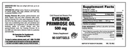 Label for Evening Primrose Oil 500 mg