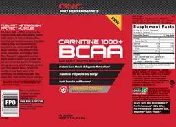 Label for Carnitine 1000 + BCAA Orange Cream