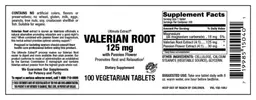 Label for Valerian Root 125 mg