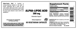 Label for Alpha-Lipoic Acid 300 mg